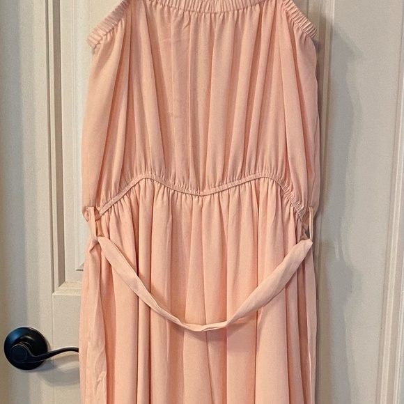 Women's Removable Strap Flowy Jumpsuit Tube Top Wide Leg Pants Romper with Belt - Picture 4 of 9